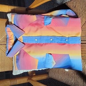 DeeCee rainbow, western, long sleeve, pearl snap, shirt, size 17-XL 17.5